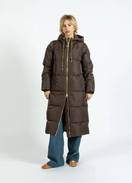 LONG PUFFER JACKET DARK BROWN