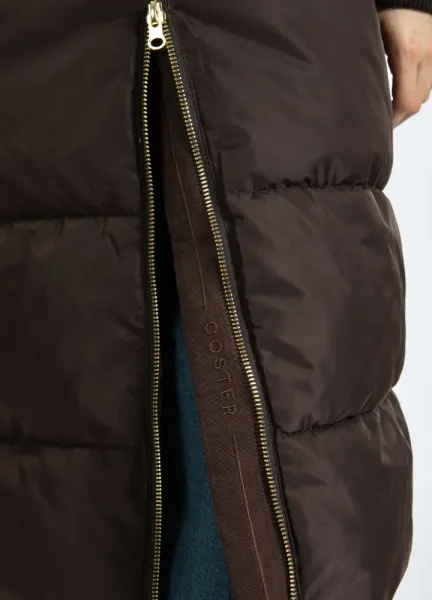 LONG PUFFER JACKET DARK BROWN
